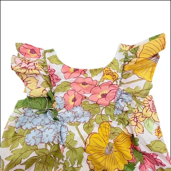 Janie & Jack Mimosa Baby Floral Ruffle Romper 0-3M Easter Bubble Forever Sun '23 - Picture 5 of 9